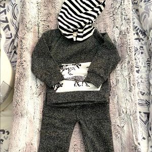 70 Brand Striped Dinosaur 2 Piece Sweatsuit Size 0-6 Months
